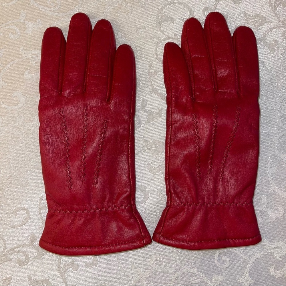 St. John’s Bay Cranberry Double Breasted Wool Pea Coat / Gloves - Picture 15 of 16